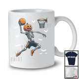 Pumpkin Skeleton Playing Basketball, Scary Halloween Basketball Player Playing Lover, Sport Team T-Shirt