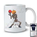 Pumpkin Skeleton Playing Bowling; Creepy Halloween Costume Sport Player Team; Family Group T-Shirt