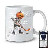 Pumpkin Skeleton Playing Hockey, Scary Halloween Hockey Player Playing Lover, Sport Team T-Shirt