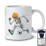 Pumpkin Skeleton Playing Soccer; Creepy Halloween Costume Sport Player Team; Family Group T-Shirt