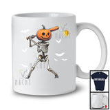 Pumpkin Skeleton Playing Softball, Scary Halloween Softball Player Playing Lover, Sport Team T-Shirt