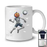 Pumpkin Skeleton Playing Volleyball, Scary Halloween Volleyball Player Playing Lover, Sport Team T-Shirt