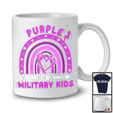Purple For Military Kids, Adorable Military Child Month Purple Rainbow, Hearts Family T-Shirt