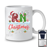 RN Christmas Crew; Wonderful X-mas Lights Santa Red Green Plaid; Nursing Nurse Group T-Shirt