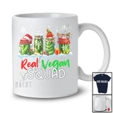 Real Vegan Squad; Humorous Christmas Four Santa Elf Reindeer Pickle in Can; Vegan Family T-Shirt