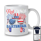 Red White And Bartender Crew, Proud 4th Of July American Flag Glasses, Careers Jobs Group T-Shirt