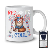 Red White And Cool, Wonderful 4th Of July Maine Coon Sunglasses American, Patriotic Animal T-Shirt