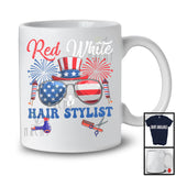 Red White And Hair Stylist Crew, Proud 4th Of July American Flag Glasses, Careers Jobs Group T-Shirt