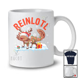 Reinlotl; Humorous Christmas Lights Santa Reindeer Axolotl; Snowing X-mas Family Group T-Shirt