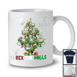 Rex The Halls; Fantastic Christmas Plaid Santa T-Rex Dinosaur X-mas Tree; Moon Snow T-Shirt