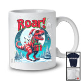 Roar, Humorous Christmas Santa T-Rex Holding Box Present, X-mas Moon Dinosaur Lover T-Shirt