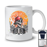 Rocker Rock Skeleton; Horror Halloween Costume Skeleton Wearing Cap; Scary Moon Music Lover T-Shirt