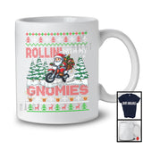 Rollin' With My Gnomies; Fantastic Christmas Sweater Santa Gnome Riding Dirt Bike; Family Group T-Shirt