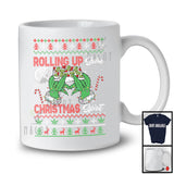 Rolling Up Some Christmas Spirit; Sarcastic Christmas Sweater Santa Smoker; X-mas Lights Family T-Shirt