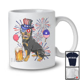 Rottweiler Drinking Beer, Cheerful 4th Of July Drunker Fireworks, American Flag Patriotic Group T-Shirt