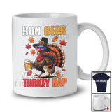 Run Beer Turkey Nap; Sarcastic Thanksgiving Turkey Sunglasses Beer; Drinking Drunker T-Shirt