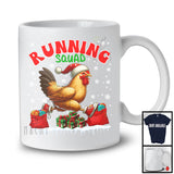 Running Squad, Joyful Christmas Snow Santa Chicken Hen Running, Marathon Runner Group T-Shirt
