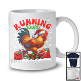 Running Squad, Joyful Christmas Snow Santa Chicken Rooster Running, Marathon Runner Group T-Shirt
