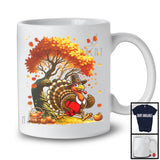 Running Turkey With Boxing Gloves, Joyful Thanksgiving Autumn Fall Pilgrim, Sports Player Team T-Shirt