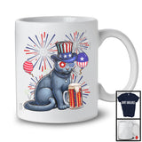 Russian Blue Drinking Beer, Awesome 4th Of July Fireworks Kitten, Drunker Patriotic Group T-Shirt