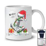 Santa Anchor Snowing; Wonderful Christmas Lights Anchor Cruise Boating Captain; Family T-Shirt