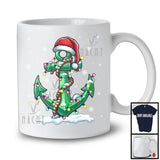 Santa Anchor With X-mas Lights; Merry Christmas Snowing Boat Cruise; Captain Sailing Pontoon T-Shirt