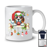 Santa Beagle With Bone; Amazing Christmas Dog Owner Lover; Snowing Family Group T-Shirt