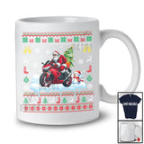 Santa Carrying Christmas Tree On Motorbike; Awesome Christmas Sweater Snowman; Rider T-Shirt