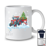 Santa Carrying Christmas Tree On Tractor; Awesome Christmas Snowman; Driver Family T-Shirt