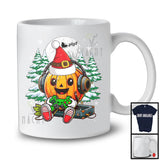 Santa Carved Pumpkin Wearing Headset Gaming; Joyful Christmas Tree Video Game; Gamer T-Shirt