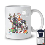 Santa Corgi Riding Reindeer Cow; Awesome Christmas Lights Farmer; X-mas Snowing Around T-Shirt