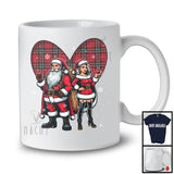 Santa Couple With Red Plaid Heart, Merry Christmas Santa Lover, Snow Around Couple Family T-Shirt