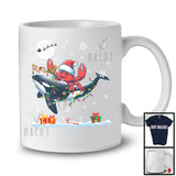 Santa Crab Riding Reindeer Orca; Amusing Christmas Lights Sea Animal Lover; Family T-Shirt