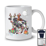 Santa Dachshund Riding Reindeer Cow; Awesome Christmas Lights Farmer; X-mas Snowing T-Shirt