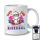 Santa Doesn't Care That I Am Bisexual; Awesome Christmas LGBTQ Pride Santa Bisexual Flag; Family T-Shirt