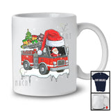 Santa Driving Fire Truck With X-mas Tree, Joyful Christmas Santa Snow Matching Group T-Shirt