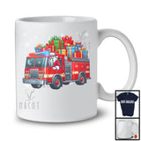 Santa Driving Fire Truck, Awesome Christmas Santa Driver Team, Matching Family X-mas Group T-Shirt
