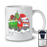 Santa Driving Truck With X-mas Tree, Joyful Christmas Santa Snow Matching Group T-Shirt