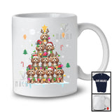 Santa ELF Reindeer Cavapoo Dog Christmas Tree; Wonderful X-mas Lights Tree; Family Group T-Shirt