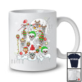 Santa ELF Sugar Skull On X-mas Tree, Amazing Christmas Moon Snowing, Family Group T-Shirt