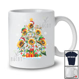 Santa Elf Reindeer Sunflowers Christmas Tree; Fantastic X-mas Lights Sunflowers Flowers; Family T-Shirt