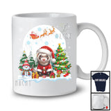 Santa Ferret With X-mas Tree Snowman, Adorable Christmas Santa Wild Animal, Family Group T-Shirt