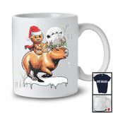 Santa Gingerbread Riding Capybara Reindeer; Lovely Christmas Snowing Wild Animal; Family Group T-Shirt