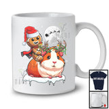 Santa Gingerbread Riding Guinea Pig Reindeer; Lovely Christmas Snowing Wild Animal; Family T-Shirt