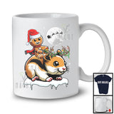 Santa Gingerbread Riding Hamster Reindeer; Lovely Christmas Snowing Wild Animal; Family Group T-Shirt