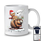 Santa Gingerbread Riding Muskrat Reindeer; Lovely Christmas Snowing Wild Animal; Family Group T-Shirt