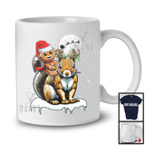 Santa Gingerbread Riding Squirrel Reindeer; Lovely Christmas Snowing Wild Animal; Family Group T-Shirt