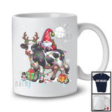 Santa Gnome Riding Reindeer Cow; Awesome Christmas Lights Farmer; X-mas Snowing Around T-Shirt