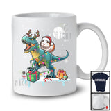 Santa Guinea Pig Riding Reindeer T-Rex; Awesome Christmas Lights Animal; X-mas Snowing T-Shirt