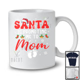 Santa Is Promoting Me To Mom; Cheerful Christmas Pregnancy Announcement Santa; Snow Family T-Shirt